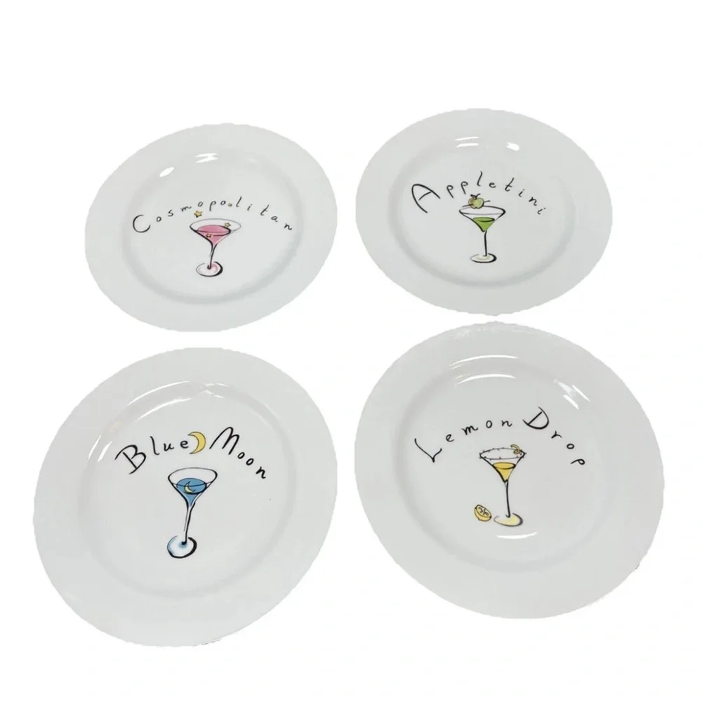 Pottery Barn Appetizer Hors D’oeuvres Plate Set Martini Cocktail Dinner Party